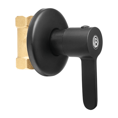 Registro Sencillo para Ducha Negro con Escudo Redondo