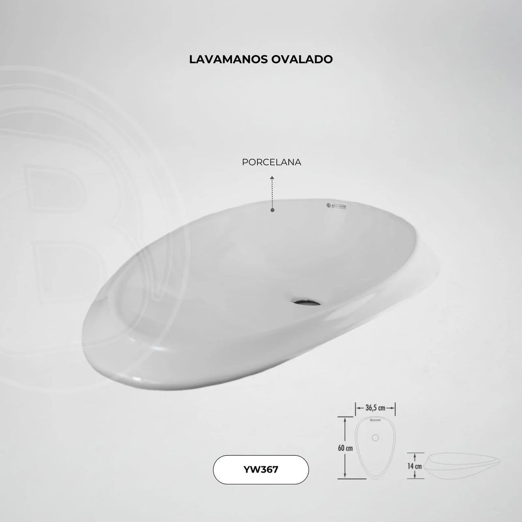 Lavamanos Ovalado Blanco 37x60