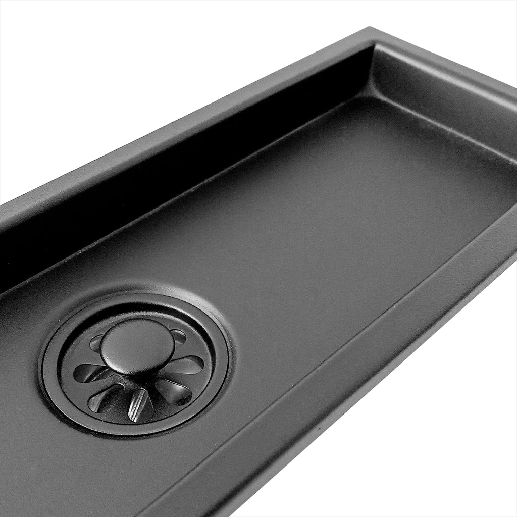 Kit de Baño Completo Negro Mate: Ducha, Grifería y Rejilla 30 cm