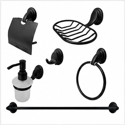 Set de Accesorios Negro con dispensador x6 Piezas