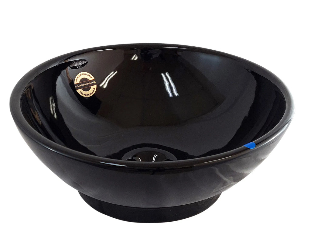 Lavamanos Redondo Negro Brillante 36 cm Sabina