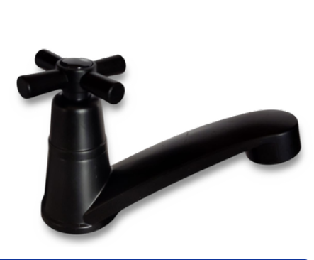Llave Acero Cruceta Lavamanos Baja Sencilla Negro