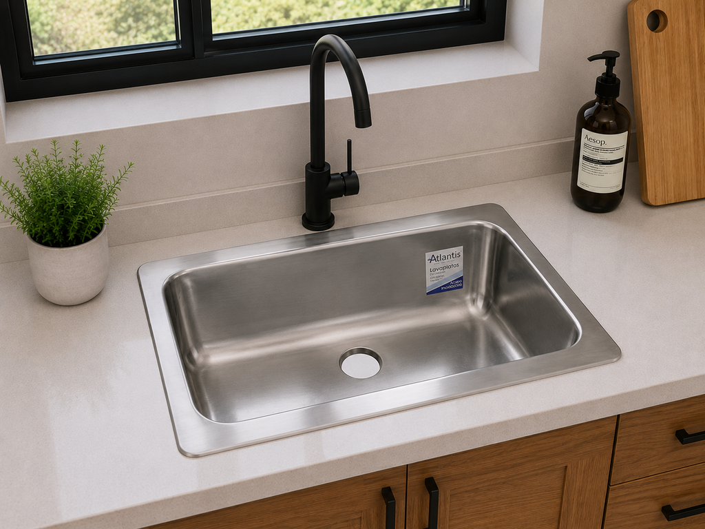 Lavaplatos 60x40 De Empotrar Atlantis En Acero Inoxidable