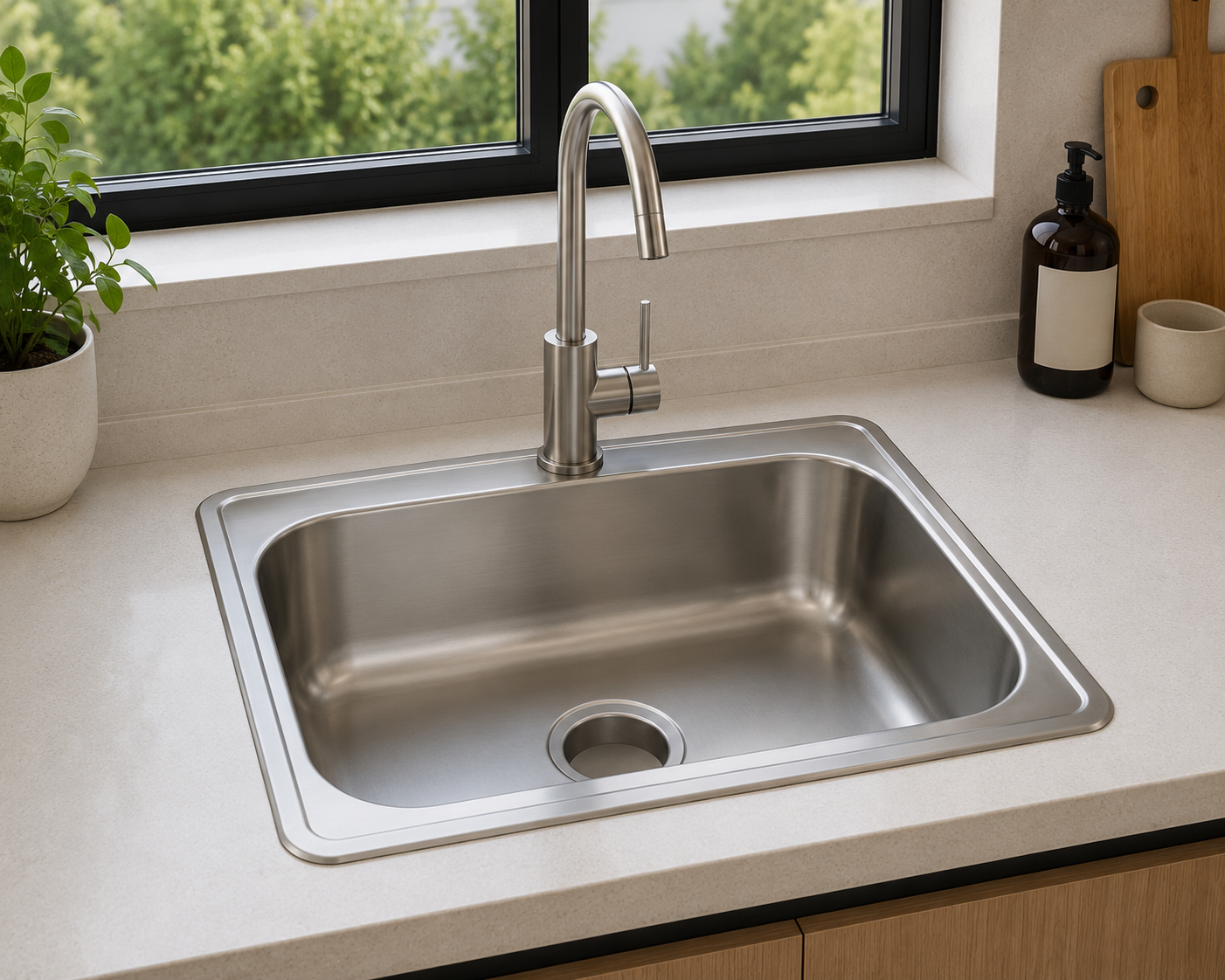 Lavaplatos 53x43 De Empotrar Atlantis De 1 Hueco En Acero Inoxidable