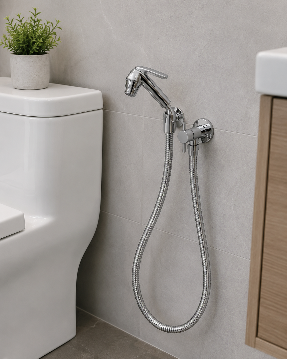 Ducha Bidet En ABS Cromada, Manguera En Acero Inoxidable 1.2 MTS