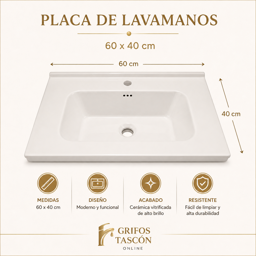 Placa de Lavamanos 60X39 blanca