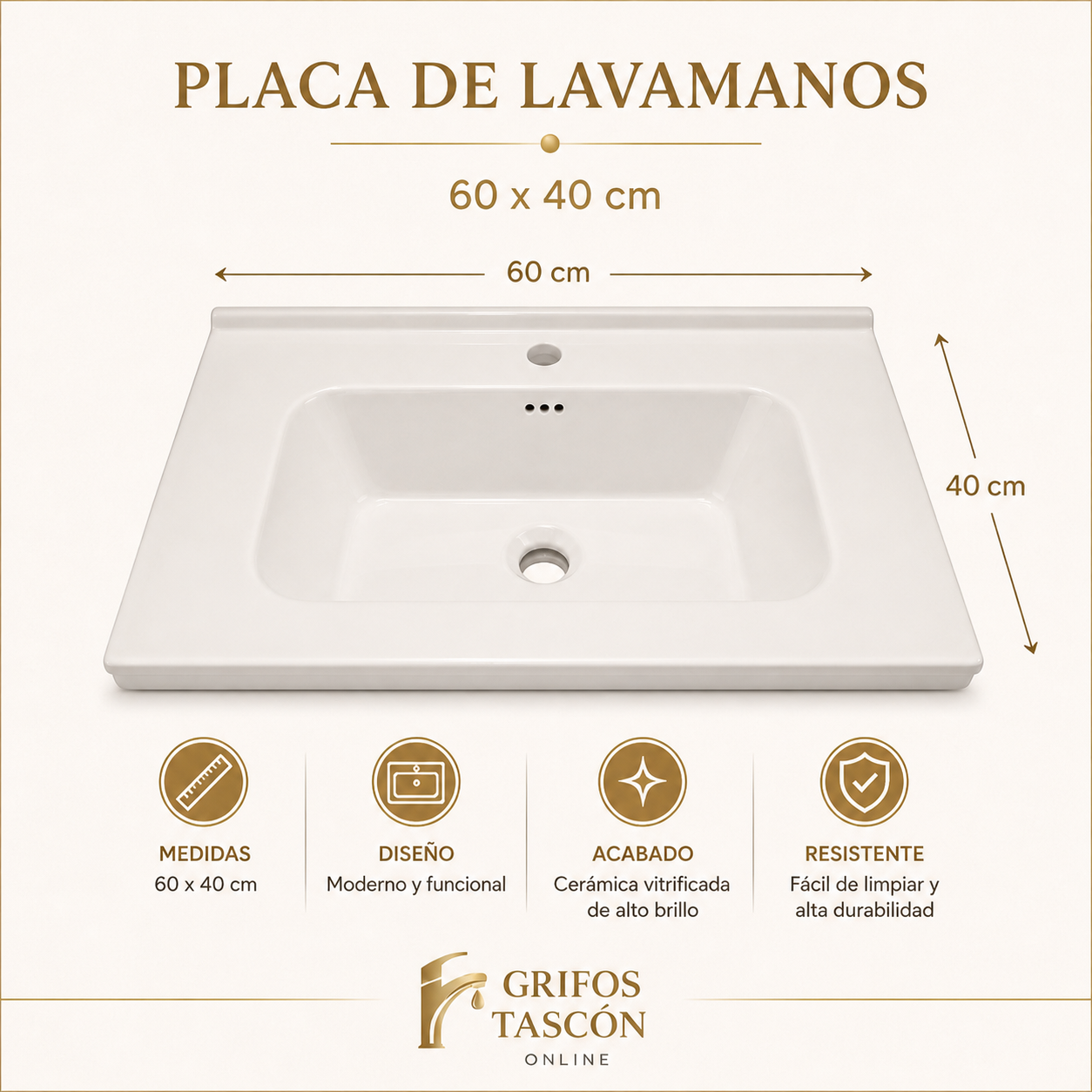 Placa de Lavamanos 60X39 blanca