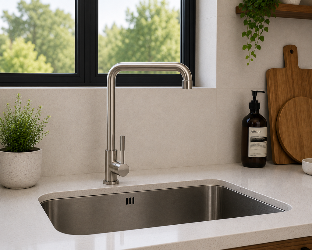 Llave Lavaplatos Recto Satinada Agua Fria