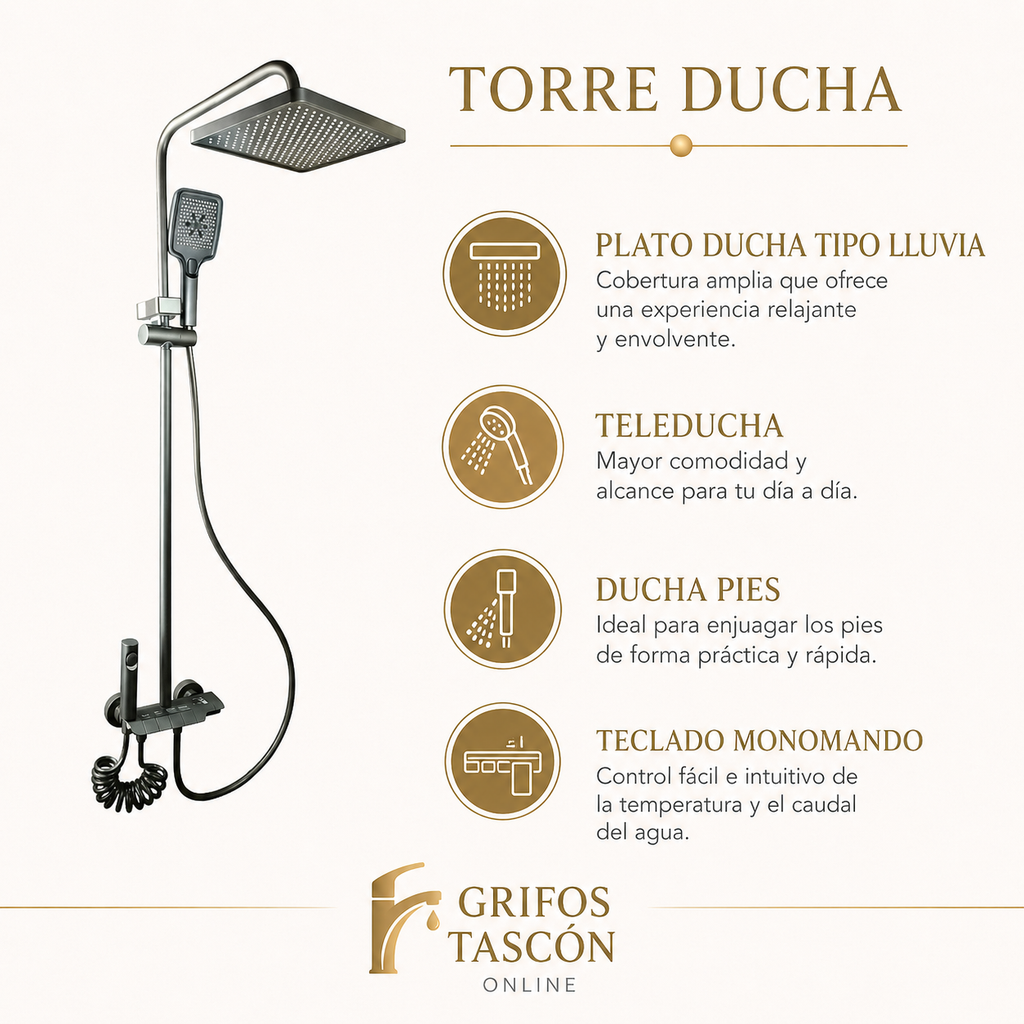 Columna de ducha con teclado gun metal