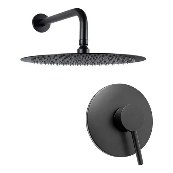 Ducha con Monocontrol Negro Redondo de Lujo