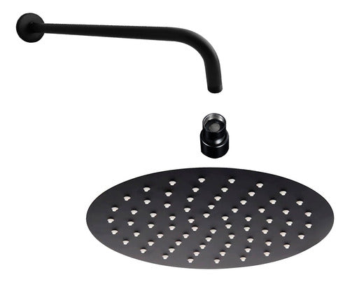 Kit de Baño Completo Negro Mate: Ducha, Grifería y Rejilla 30 cm