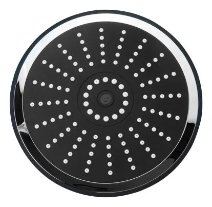 Regadera Redonda 8" ABS Negra/Cromada de Paso Continuo