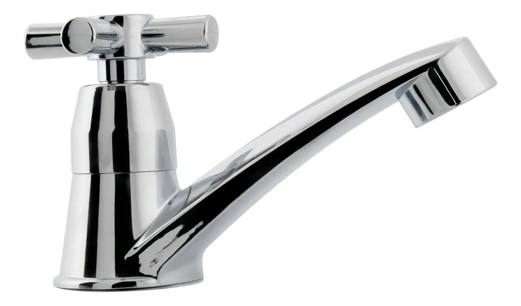 Llave Acero Cruceta Lavamanos Baja Sencilla