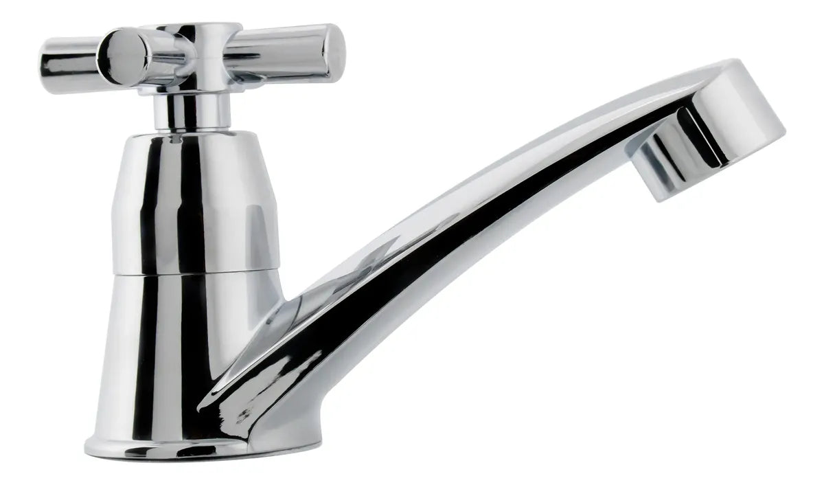 Llave Acero Cruceta Lavamanos Baja Sencilla