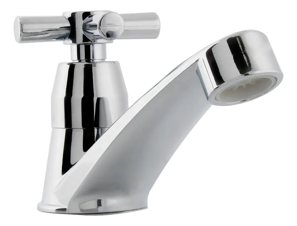 Llave Acero Cruceta Lavamanos Baja Sencilla