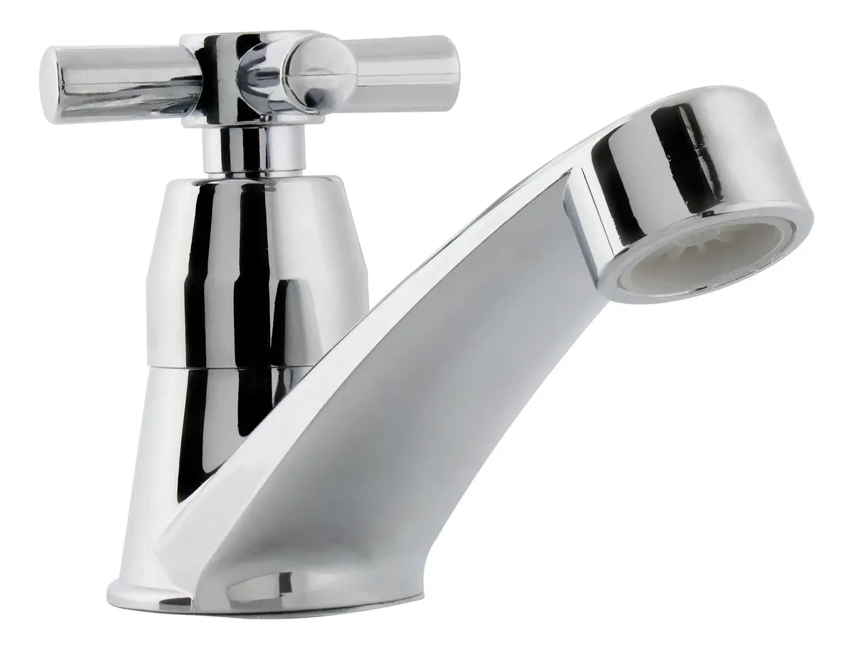 Llave Acero Cruceta Lavamanos Baja Sencilla