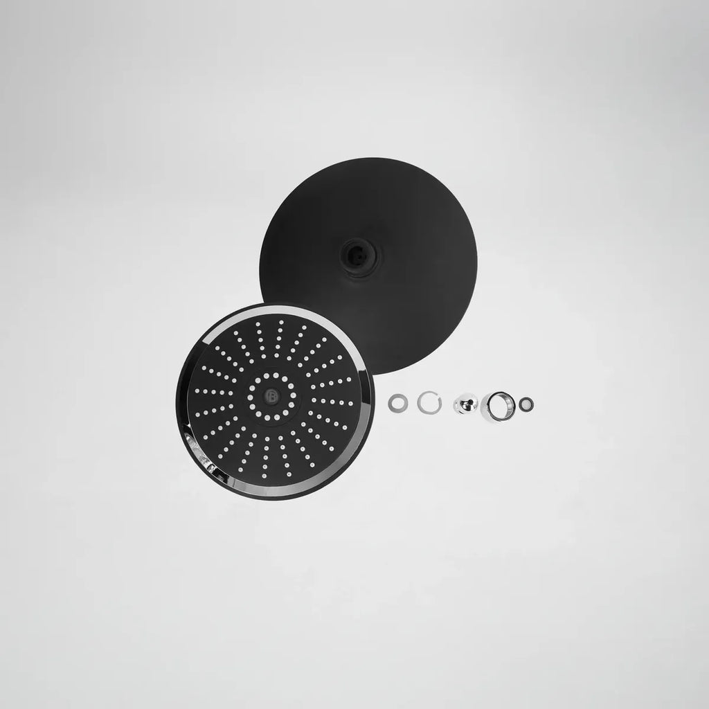 Regadera Redonda 8" ABS Negra/Cromada de Paso Continuo