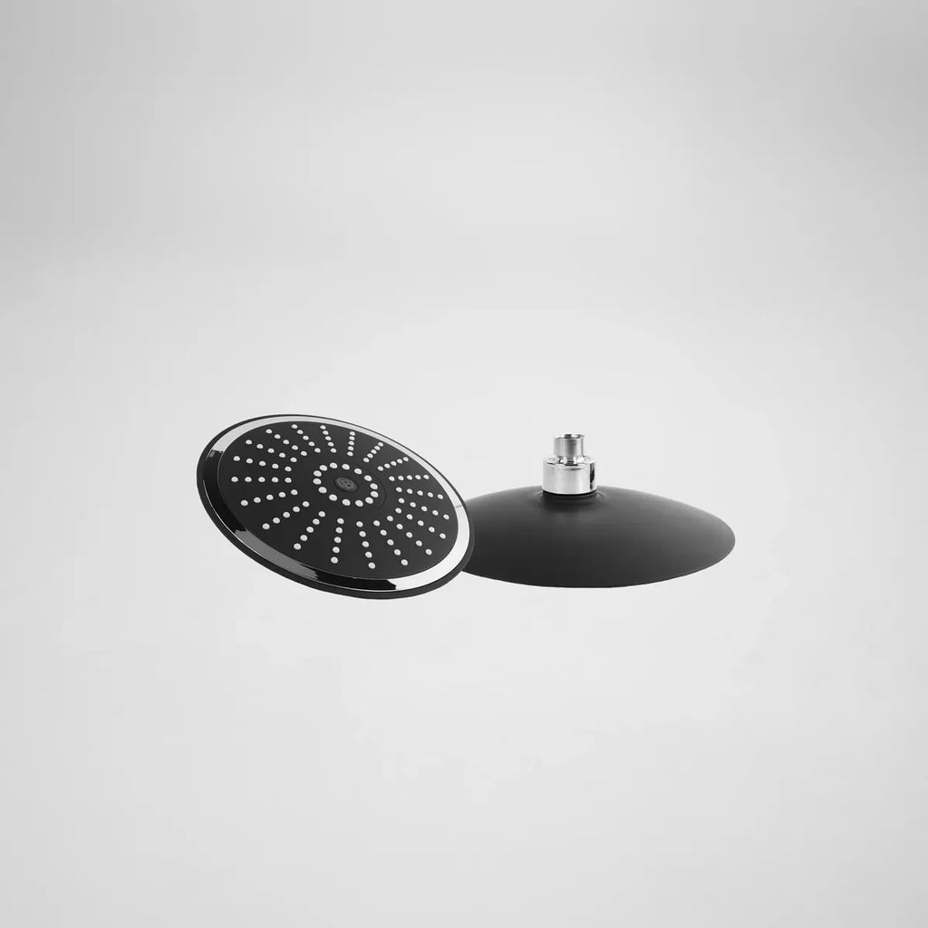 Regadera Redonda 8" ABS Negra/Cromada de Paso Continuo
