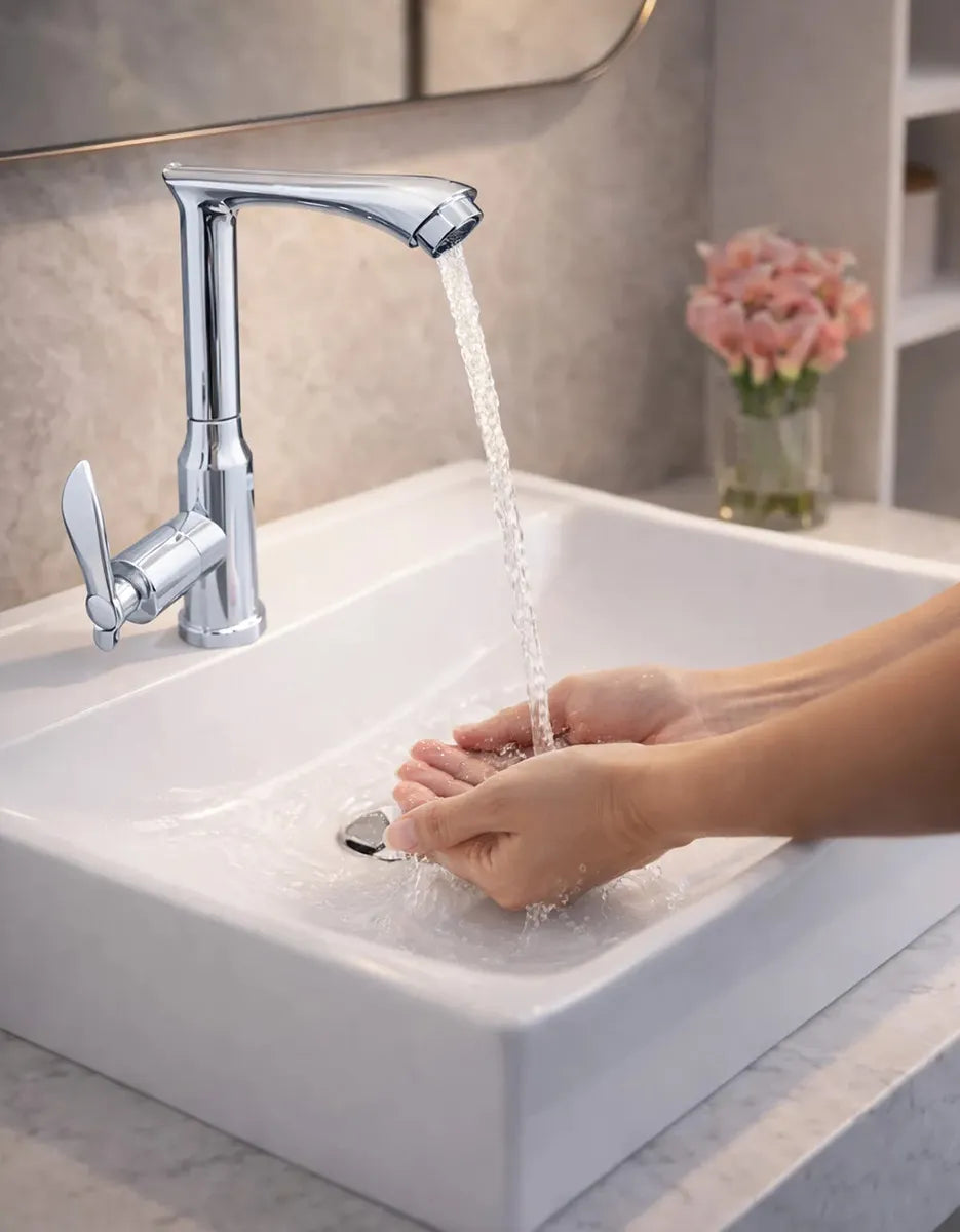Grifería Med Sencilla Agua Fría Cromada para Lavamanos
