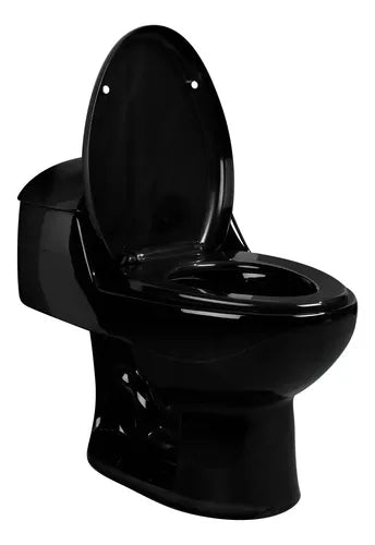 Sanitario One Piece Negro Brillante de Descarga Dual con Asiento de Cierre Suave