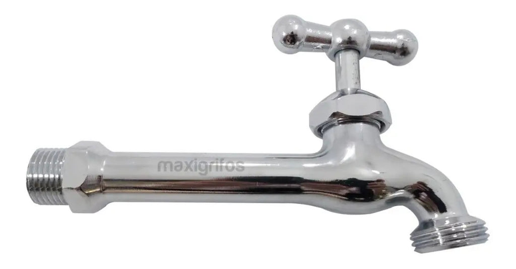 Llave de Jardín Metálica Cromada con Extensión 1/2" x Salida 3/4"