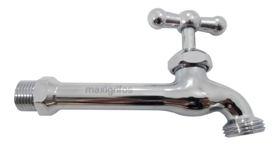 Llave de Jardín Metálica Cromada con Extensión 1/2" x Salida 3/4"