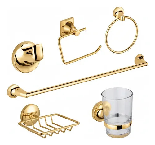 Set de Accesorios Dorado Redondo x6 Piezas