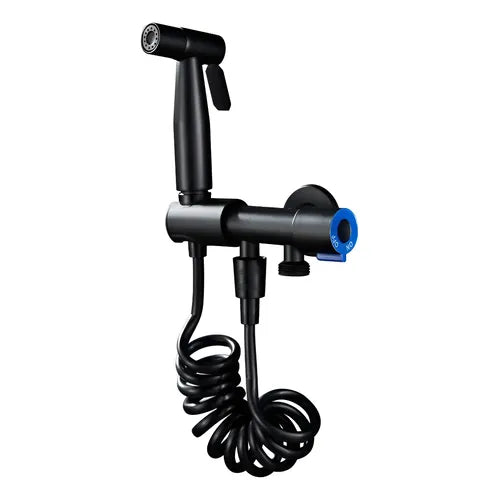 Kit De Ducha Bidet Acero + Soporte + Manguera 120Cm Color Negro Mate