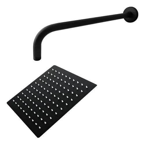 Ducha Cuadrada Negra Con Tubo Redondo