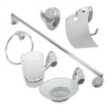 Set de Accesorios Redondo x6 Piezas Cromado con Dispensador