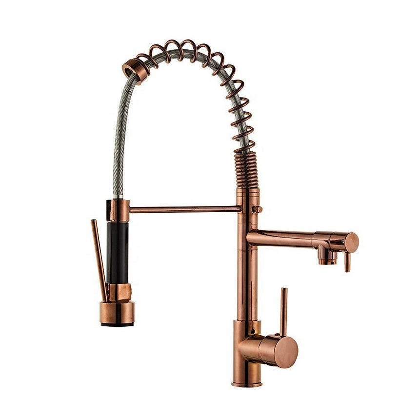 Griferia Cuello Extendible Monocontrol Cocina En Acero Oro Rosa