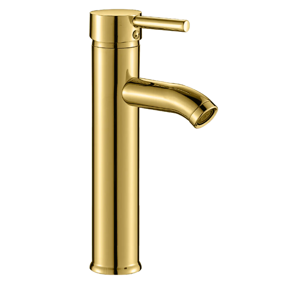 Griferia Monocontrol Para Lavamanos Alta Tubular Dorado
