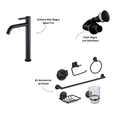 Kit Baño Accesorios X6 piezas + Push Negro + Griferia Agua Fria Alta Lvm