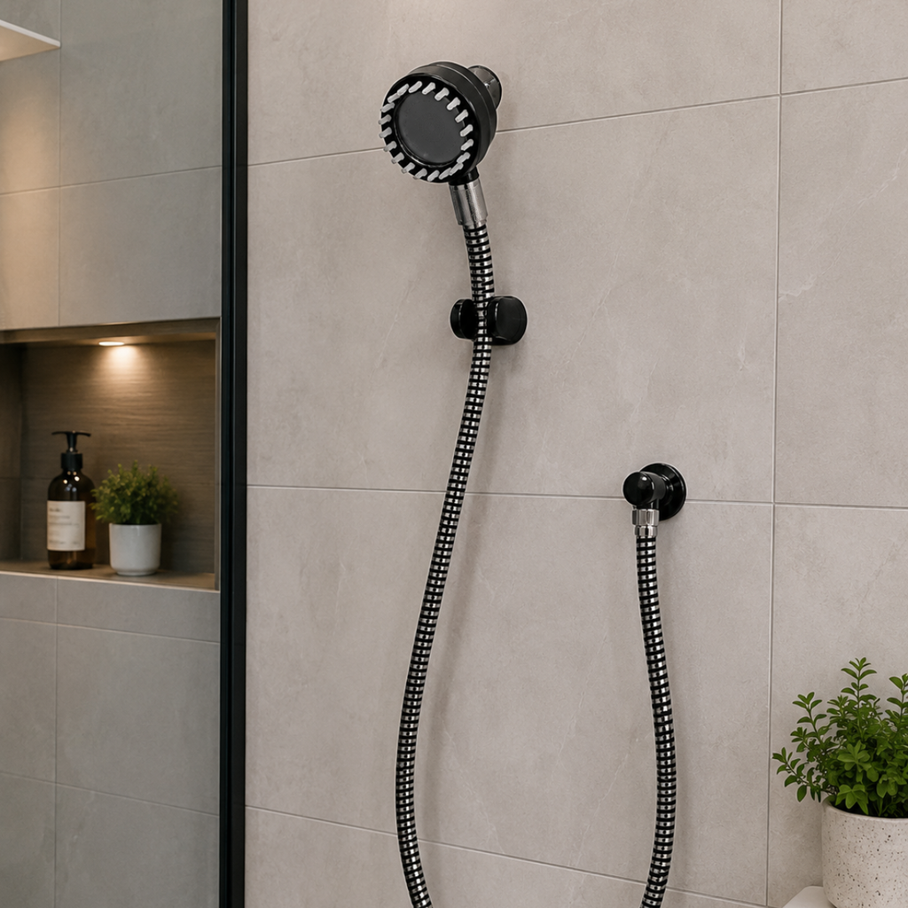 Ducha Black Manguera 2M En PVC y Teleducha Color Negro