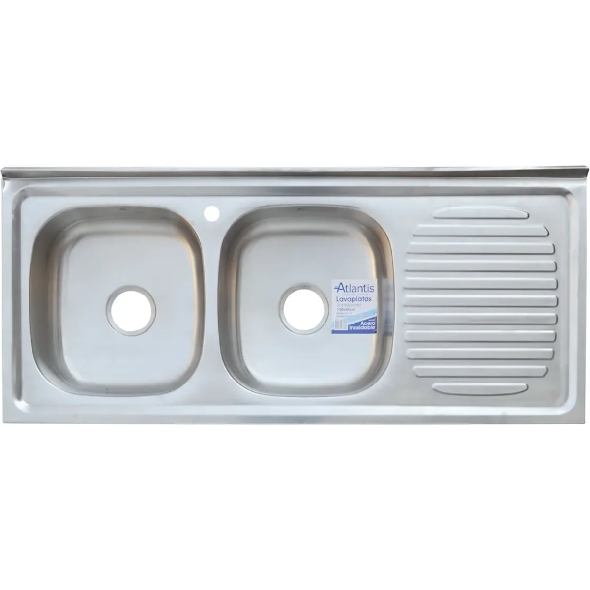 Lavaplatos Empotrar 1.20M X 50CM De 1 Hueco Doble Poceta Derecho En Acero Inoxidable