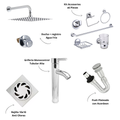 Kit Baño Redondo con Registro Agua Fria Pomo + Accesorios + Rejilla + Griferia Lvm