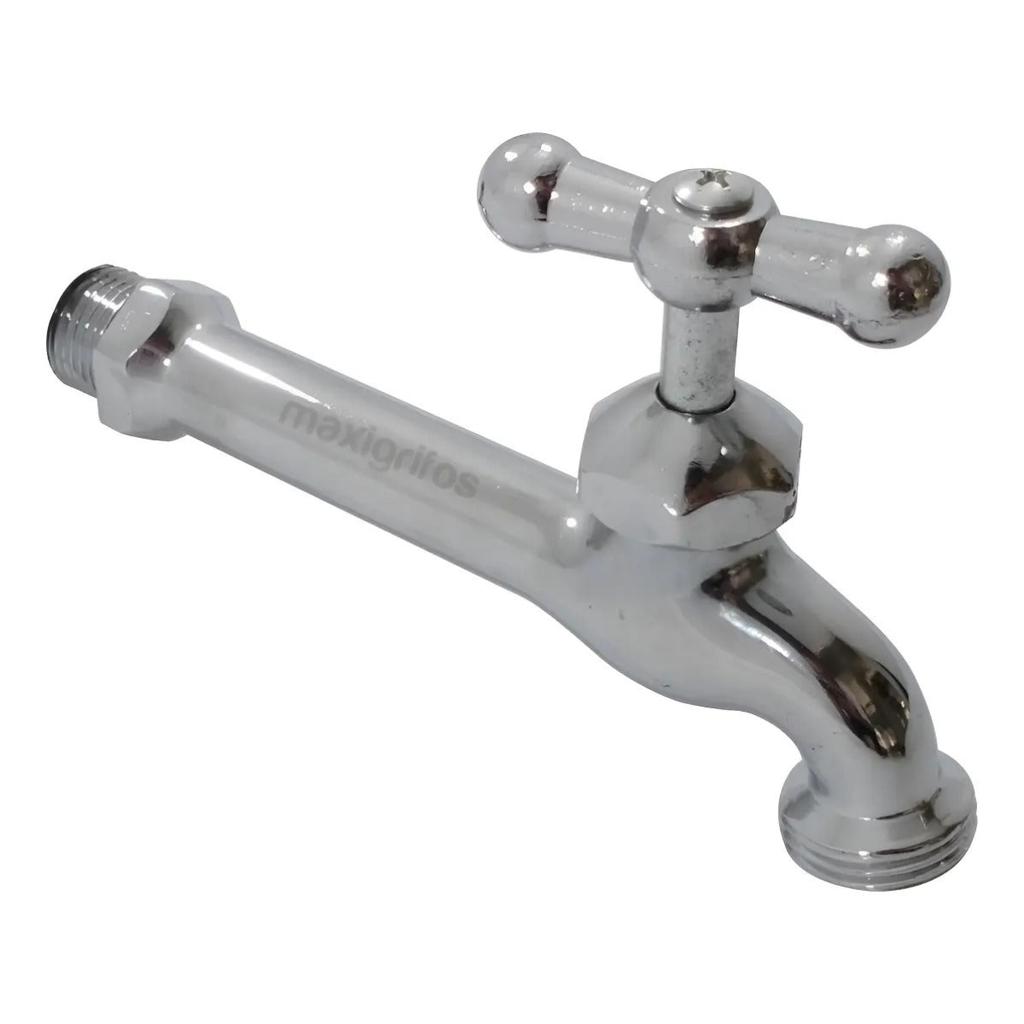 Llave de Jardín Metálica Cromada con Extensión 1/2" x Salida 3/4"