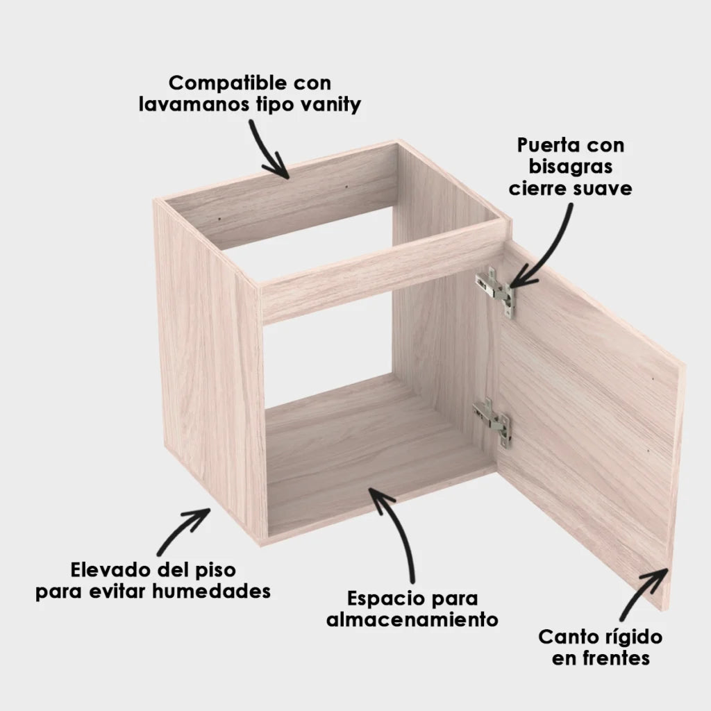 Mueble Básico Elevado Con Manija 40X40cm En RH Para Placa De Empotrar