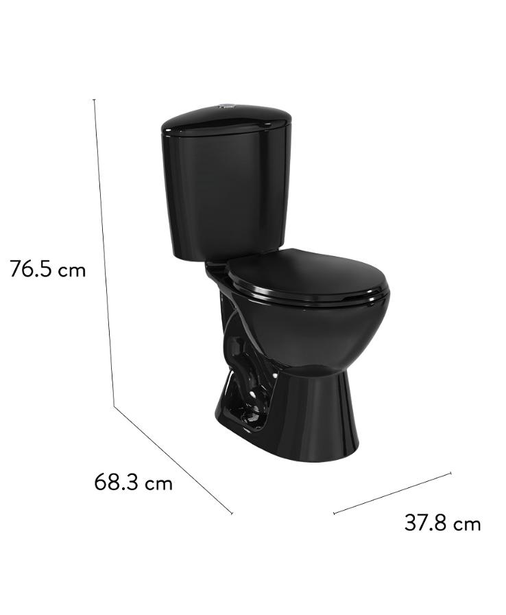 Sanitario de Dos Piezas Color Negro con Descarga Dual y Asiento de Cierre Suave