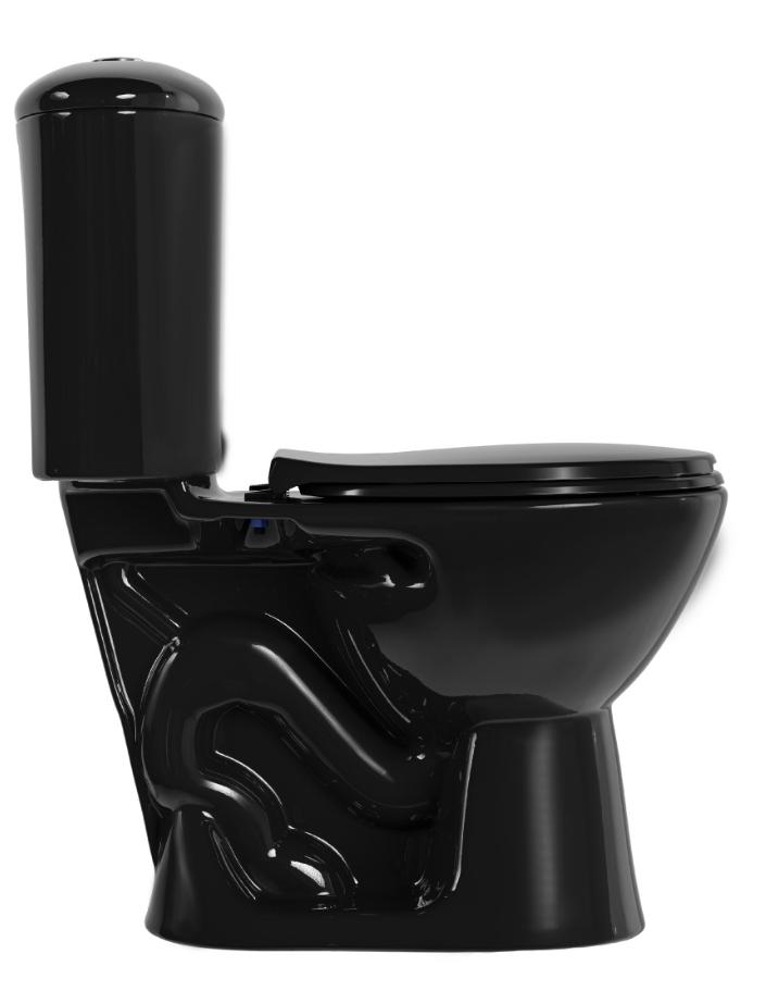 Sanitario de Dos Piezas Color Negro con Descarga Dual y Asiento de Cierre Suave
