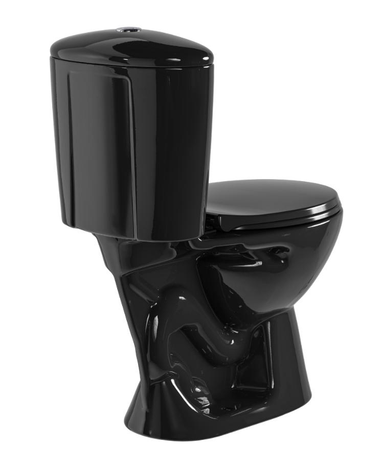 Sanitario de Dos Piezas Color Negro con Descarga Dual y Asiento de Cierre Suave