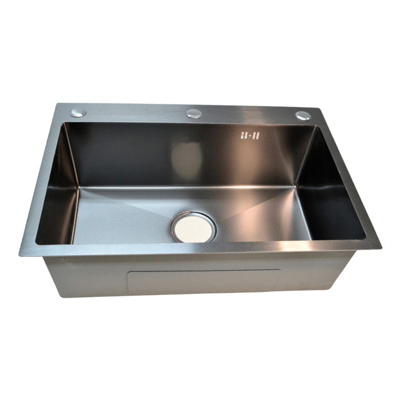 Lavaplatos de Empotrar Negro Mate 60 × 45 cm con Escurridor En Acero