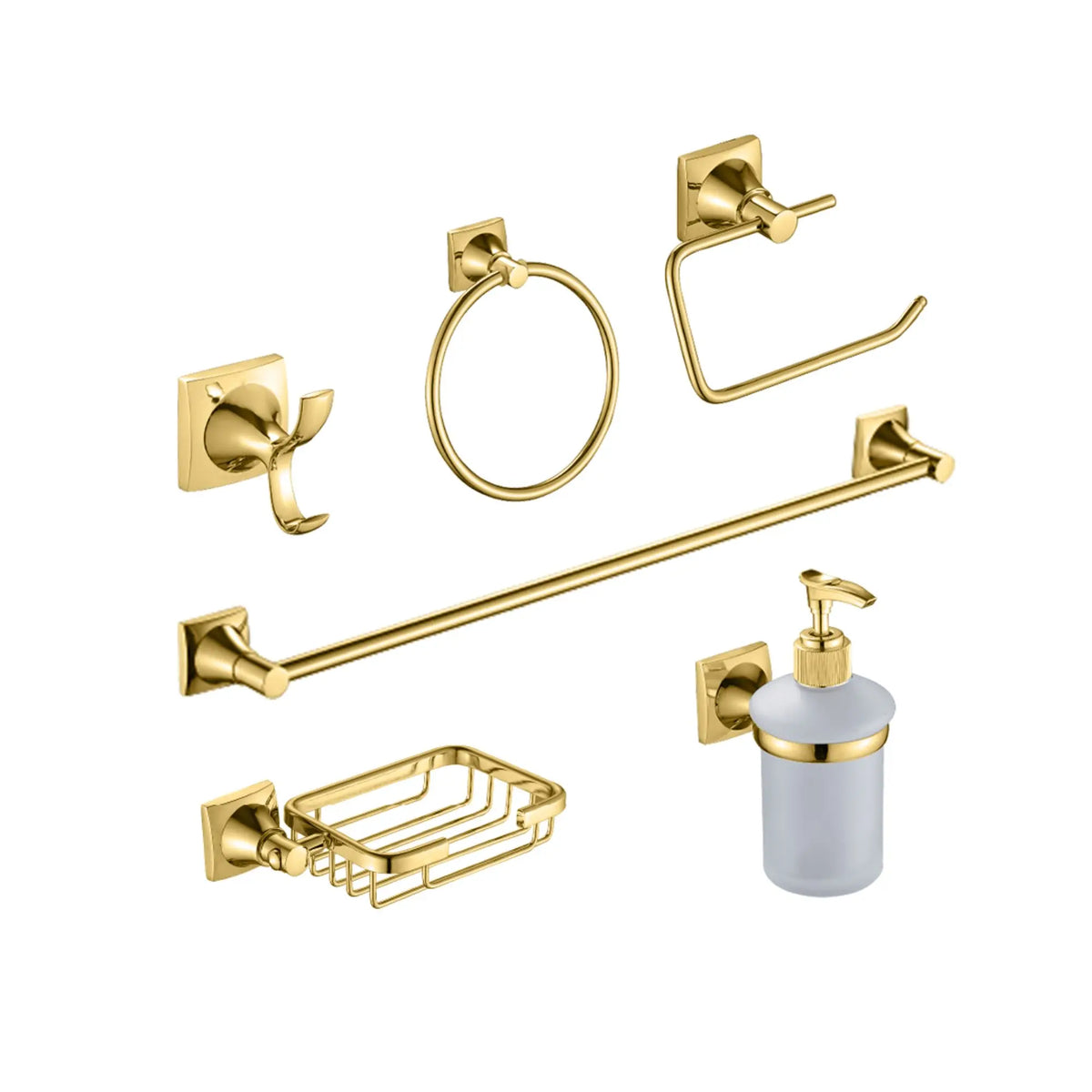 Set de Accesorios Cuadrado x6 Piezas Dorado