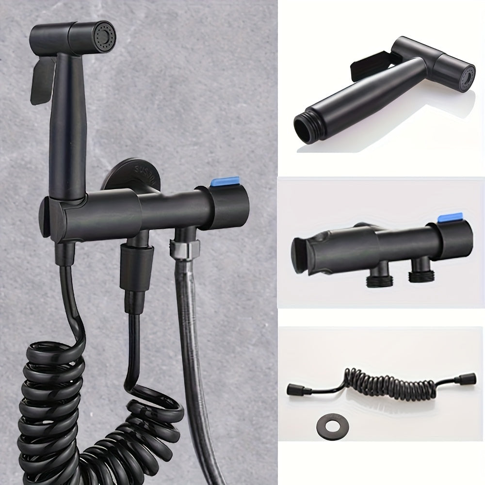 Kit De Ducha Bidet Acero + Soporte + Manguera 120Cm Color Negro Mate
