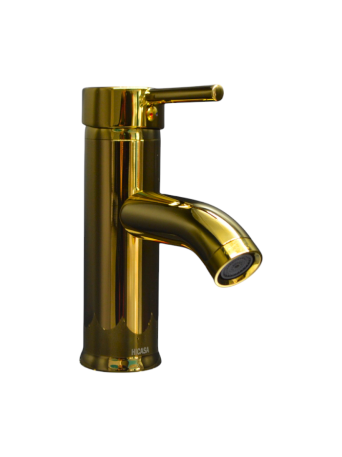 Griferia Tubular Baja Monocontrol Dorado
