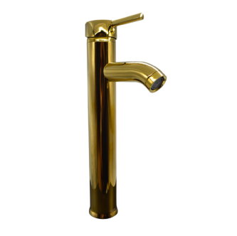 Griferia Monocontrol Para Lavamanos Alta Tubular Dorado