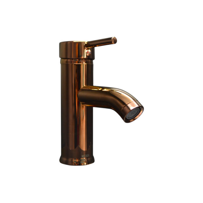 Griferia Tubular Baja Monocontrol Oro Rosa
