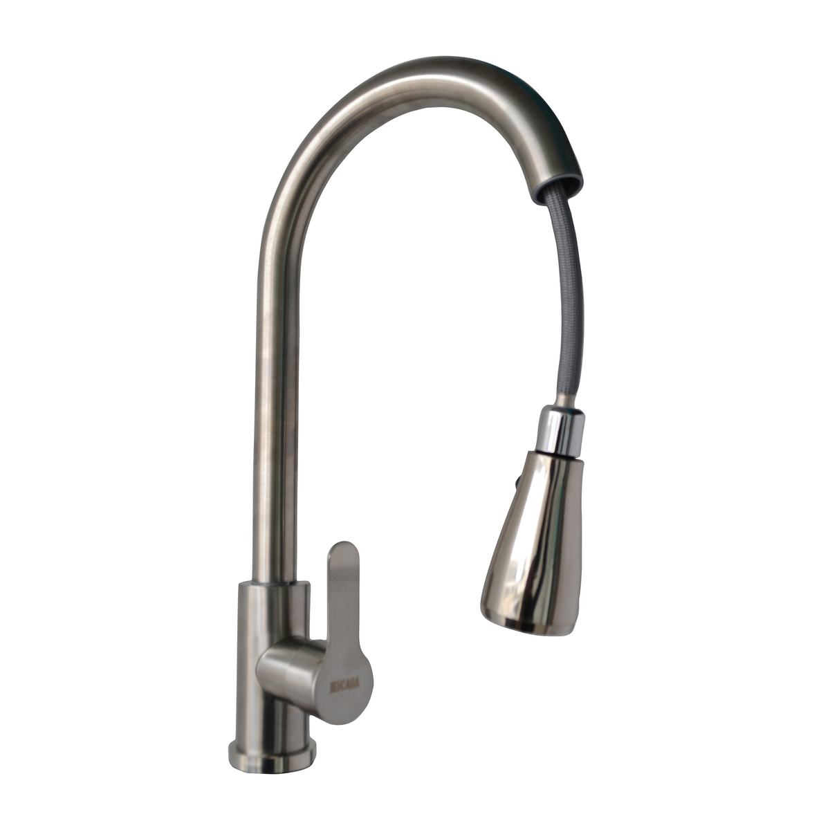 Grifería Cocina Extraíble Plata Satinado Palanca Recta