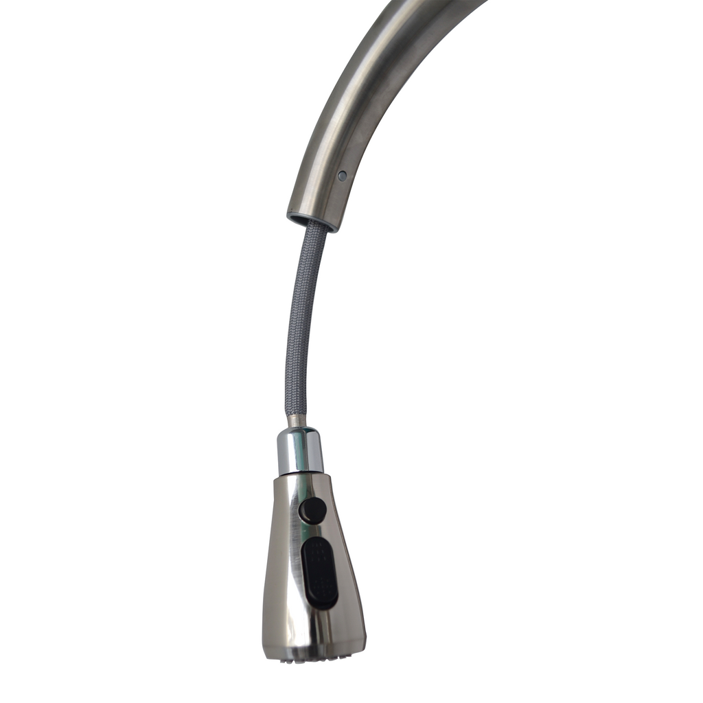 Grifería Cocina Extraíble Plata Satinado Palanca Recta