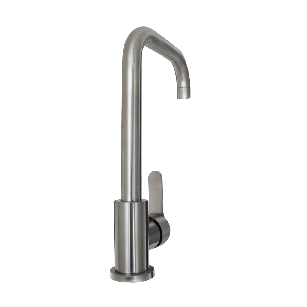 Grifería Monomando De Cocina Cuello Alto En Acabado Plata Satinado